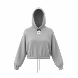 NWT Women's Puma Gray Hooded Crop Top Size 3XL (KB2)